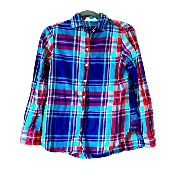 Old Navy size small Blue and Red plaid long sleeve super soft and cozy flannel - Picture 1 of 5